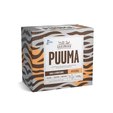 Dagsmark PUUMA kotimainen kissan täysravinto kana-hyönteinen hyytelössä 8x80g - Koiran märkäruoat - 6430066383306 - 2