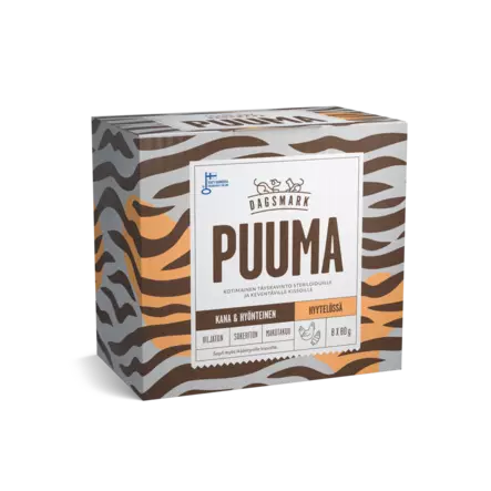 Dagsmark PUUMA kotimainen kissan täysravinto kana-hyönteinen hyytelössä 8x80g - Koiran märkäruoat - 6430066383306 - 1