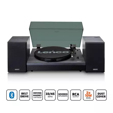 Levysoitin lenco ls-300bk kaiuttimilla musta - Radiot, soittimet ja radiopuhelimet - 8711902040996 - 1