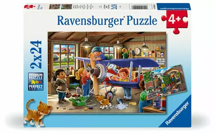 Ravensburger Palapeli Airplane &Train repairs 2x24p - Palapelit ja pulmapelit - 4005555040446 - 1