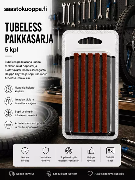 Tubeless paikkasarja 5kpl - Renkaanvaihto ja rengastarvikkeet - 6438159899666 - 1