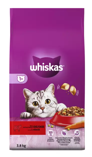 Whiskas 1+ Härkää 3,8kg - Kissan kuivaruoat - 5900951304286 - 1