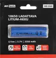 Ladattava Litium-akku 3.7V 3350mAh - Ladattavat paristot ja paristolaturit - 6430074693886 - 1