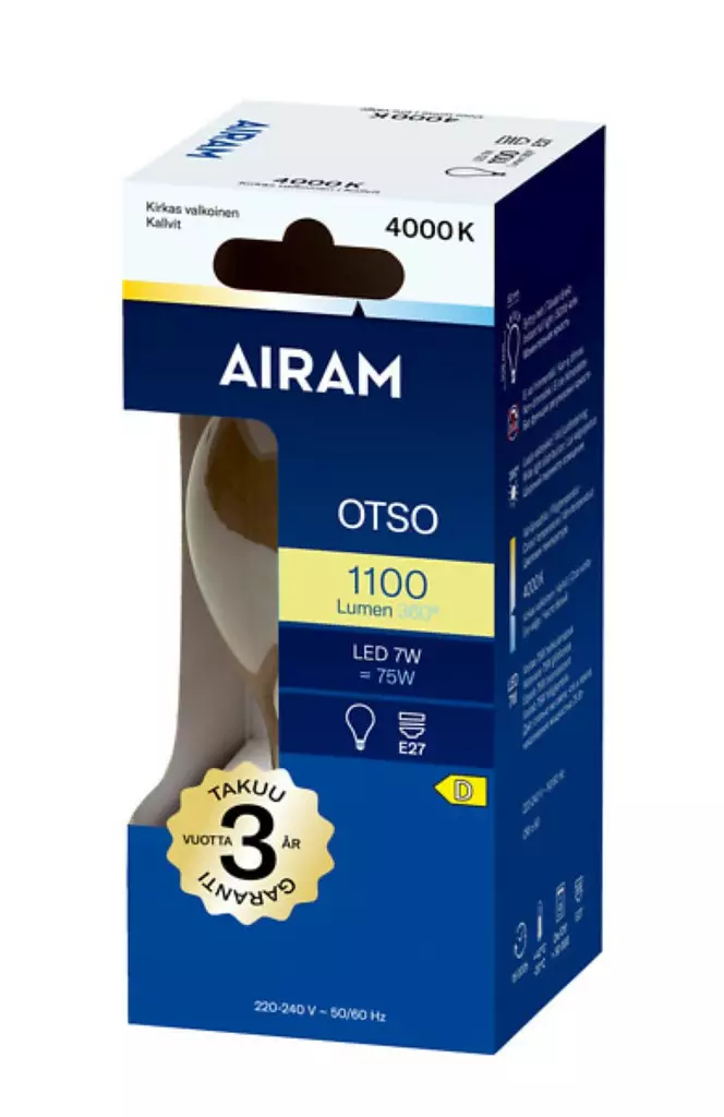 Airam LED Vakio 11W 1100lm 4000K E27 - Led-lamput - 6435200282866 - 1