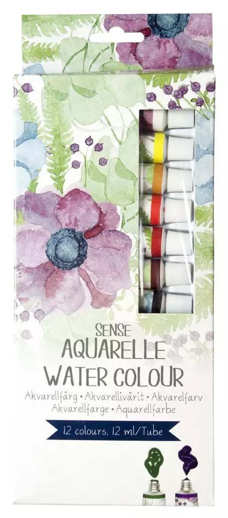 Akvarellivärit tuubissa 12 väriä, 12ml - Vesivärit - 7312460108046 - 1