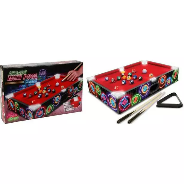 Biljardipöytä led-valoilla 48,5x30cm - Lautapelit ja seurapelit - 8720573831826 - 2