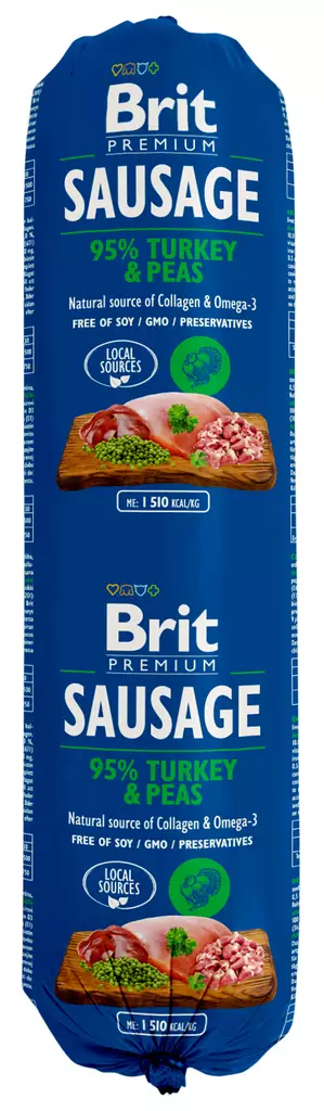 Brit Premium Makkara kalkkuna-herne 800g - Koiran märkäruoat - 8595602525966 - 1