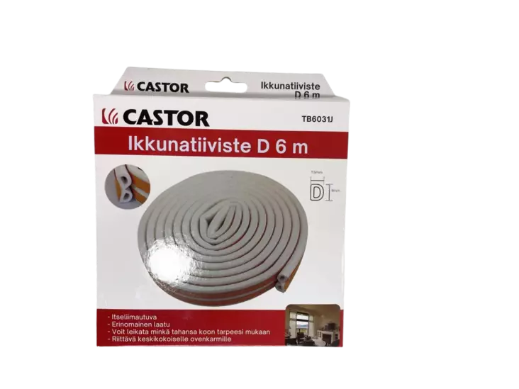 Castor ikkunatiiviste d-profiili 6m - Ovi- ja ikkunatiivisteet - 6438168116846 - 1