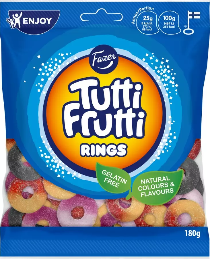 Fazer Tutti Frutti rings 180G - Karkit - 6416453036376 - 1