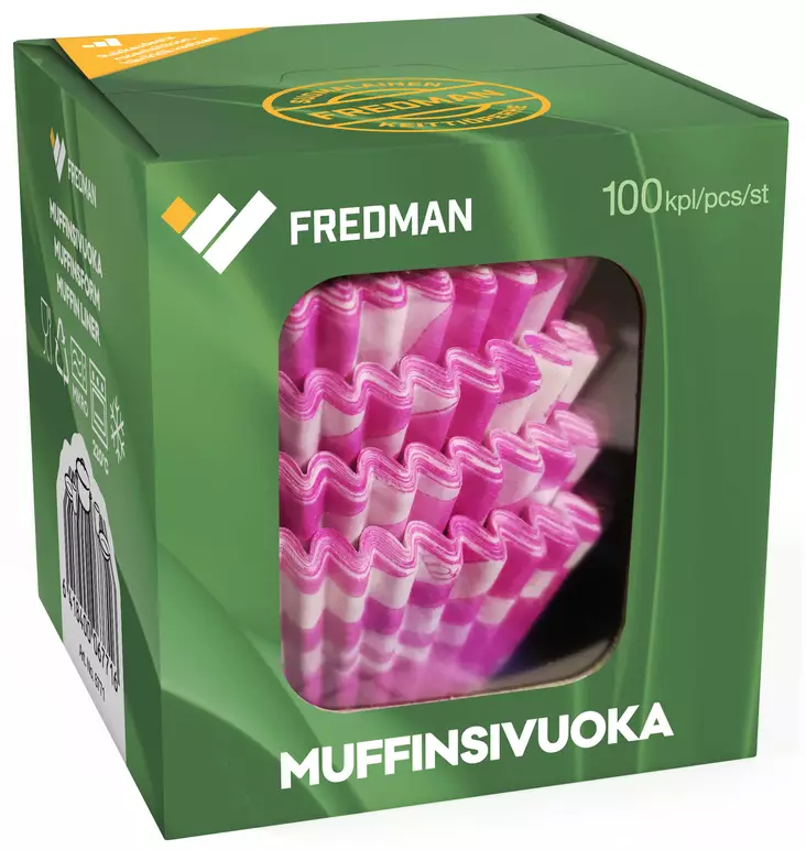 Fredman 100kpl muffinsivuoka - Leivontavuoat ja kakkupaperit - 6418400067716 - 1