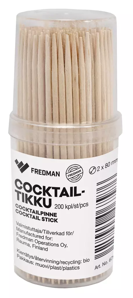 Fredman cocktailtikku 200kpl/80mm - Pillit ja cocktailtikut - 6418400067976 - 1