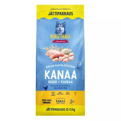 HHC Kanaa riisiä ja kauraa aik koirille 12+3kg - Koiran kuivaruoat - 6438554009066 - 1