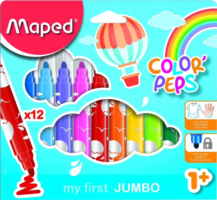 Lasten huopakynä Maped 12kpl jumbo - Tussit, kuitukynät ja korostuskynät - 3154148460206 - 1