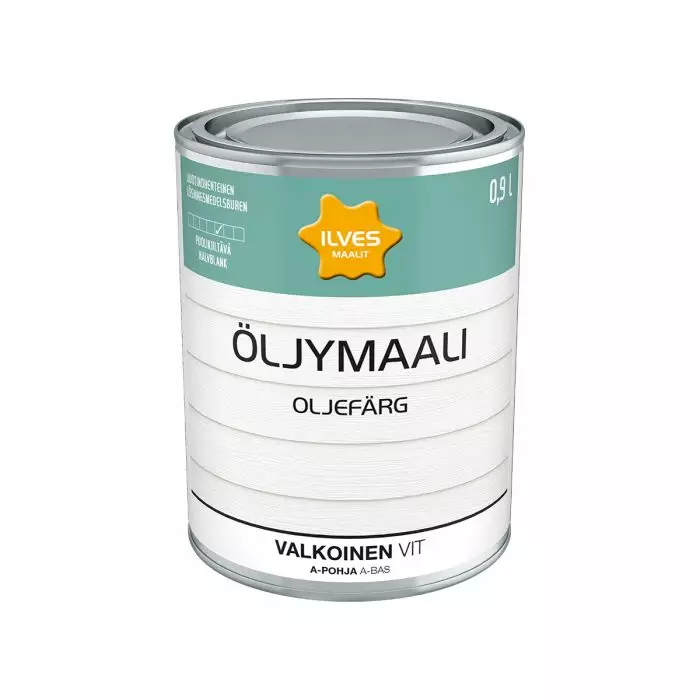 Ilves Öljymaali A-pohja Valkoinen 0,9L - Talomaalit - 6430026951576 - 1