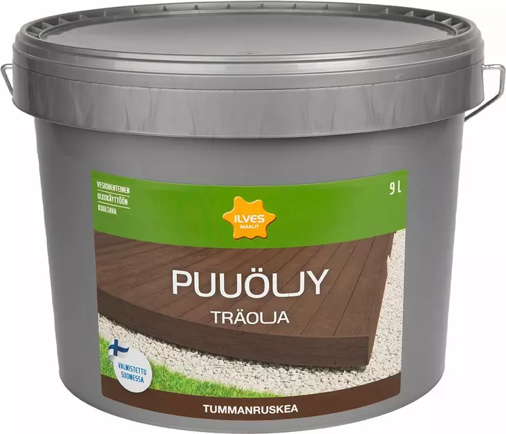 Ilves Puuöljy Tummanruskea Vesiohenteinen 9L - Puuöljyt - 6430026953136 - 1