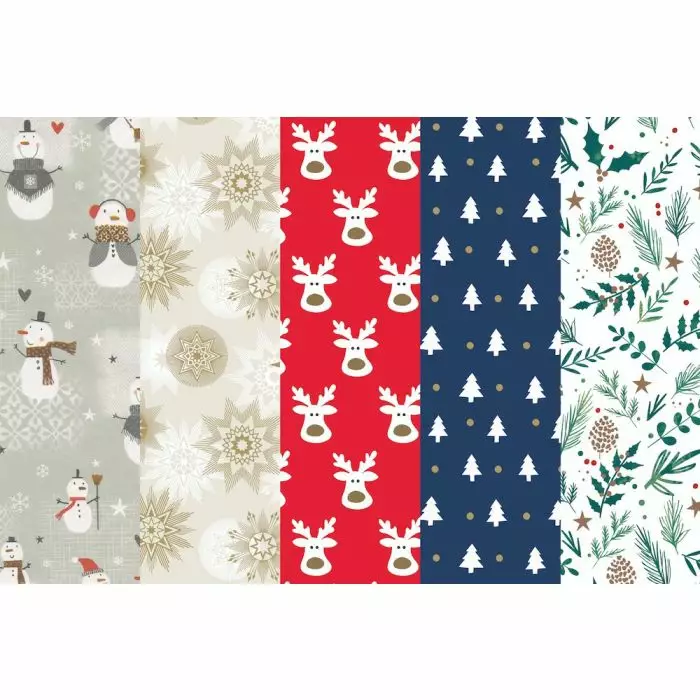 Joulupaperi 70cm x10m lajitelma - Joulupaketointi ja -lahjakassit & kortit - 6410411066726 - 1