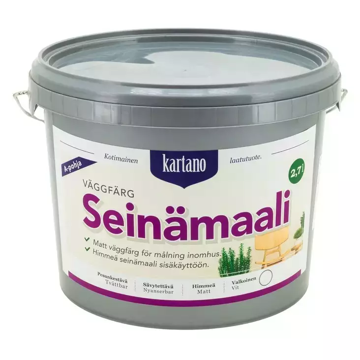 Kartano seinämaali valkoinen 2,7l - Seinämaalit - 6438168104386 - 1