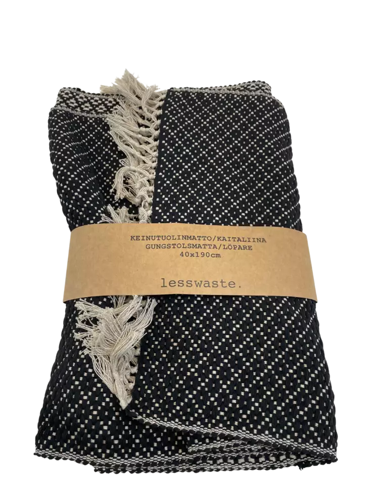 Keinutuolimatto 40x190cm musta/pellava - Käytävämatot - 6438506000486 - 1