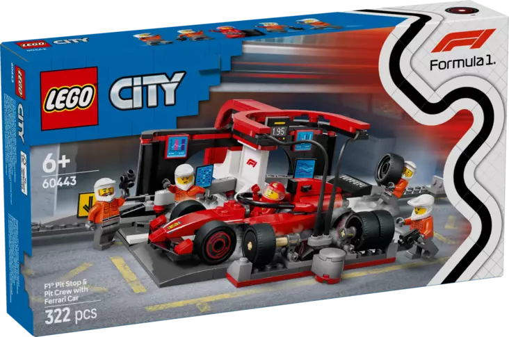 LEGO F1 Varikkopysähdys 60443 ja varikkomiehistö sekä Ferrari-auto - Legot - 5702017812496 - 1