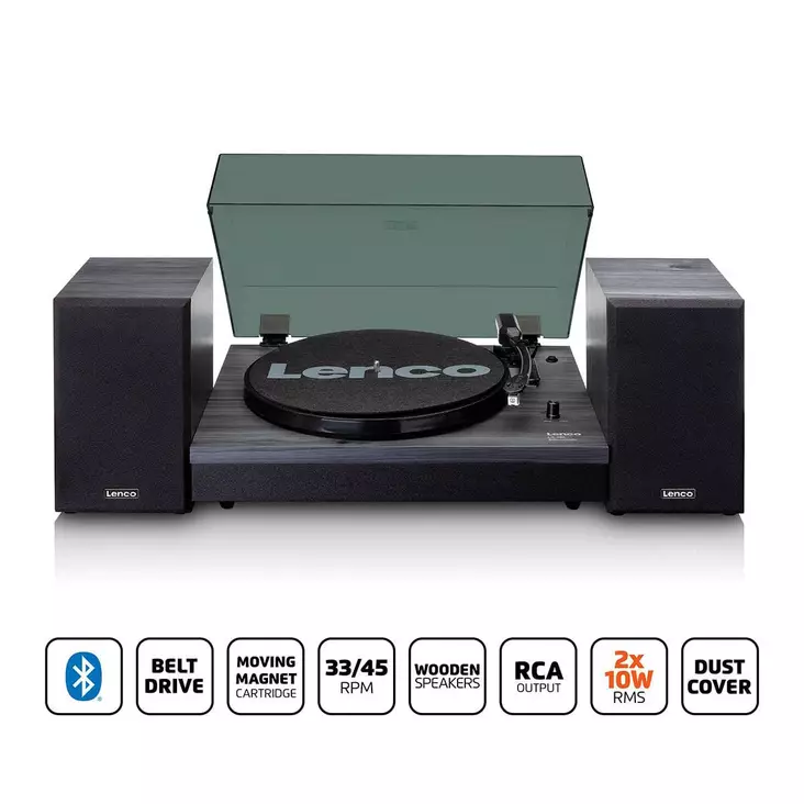 Levysoitin lenco ls-300bk kaiuttimilla musta - Radiot, soittimet ja radiopuhelimet - 8711902040996 - 1