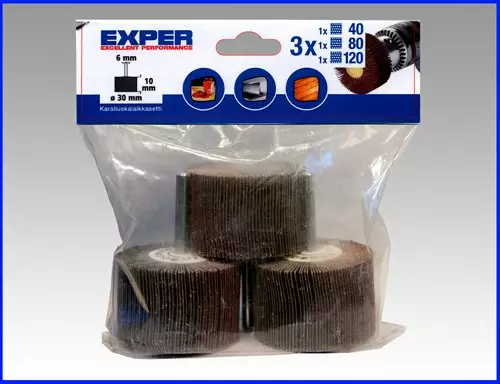 Liuskalaikkasetti 30X10 3kpl kara 6mm - Muut hiontatyökalut ja tarvikkeet - 6438081002776 - 1