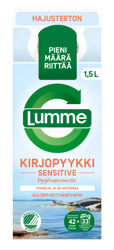Lumme Kirjopyykki Sensitive 1,5L tiivist - Pyykinpesu- ja huuhteluaineet - 7046110320136 - 1