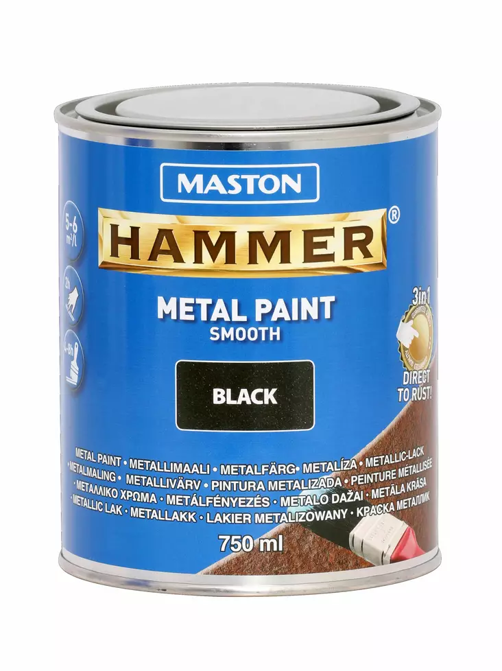 Maston Hammer Sileä Musta 750ml - Metallimaalit - 6412490012076 - 2