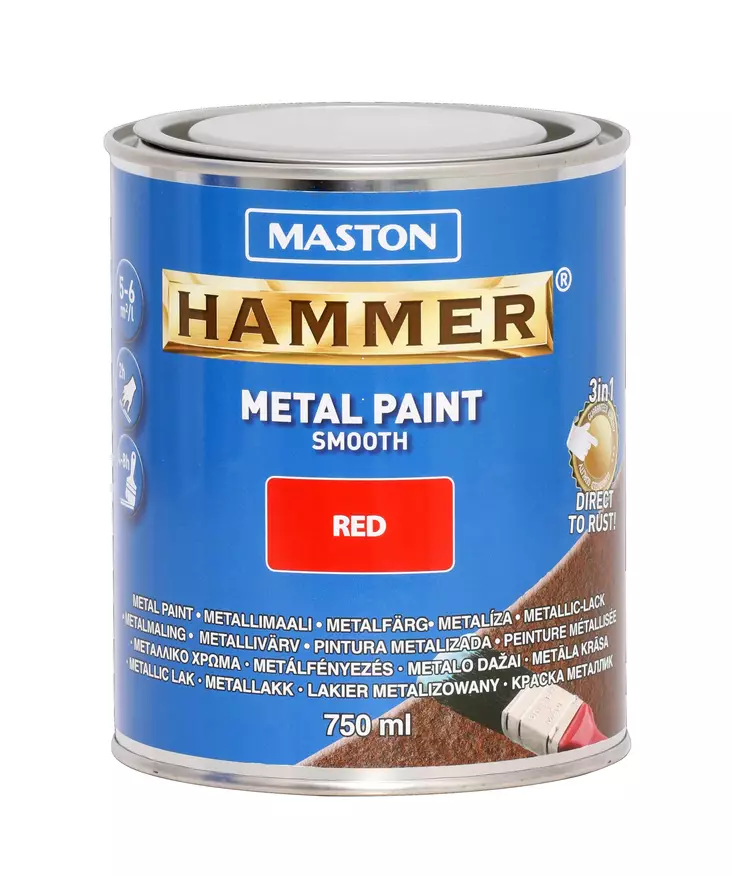 Maston Hammer Sileä Punainen 750ml - Metallimaalit - 6412490017576 - 2