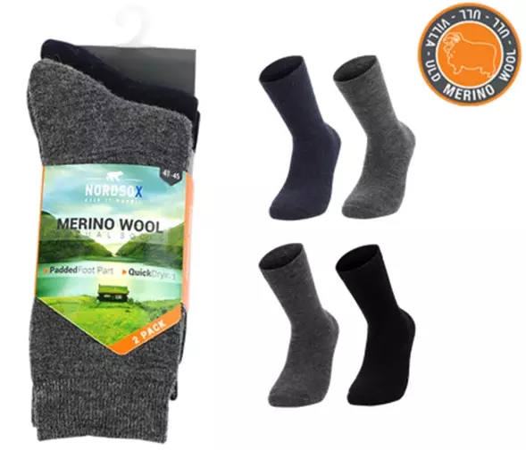 Merinovillasukka 2pack Nordsox 43-46 - Miesten sukat - 6438159996976 - 1