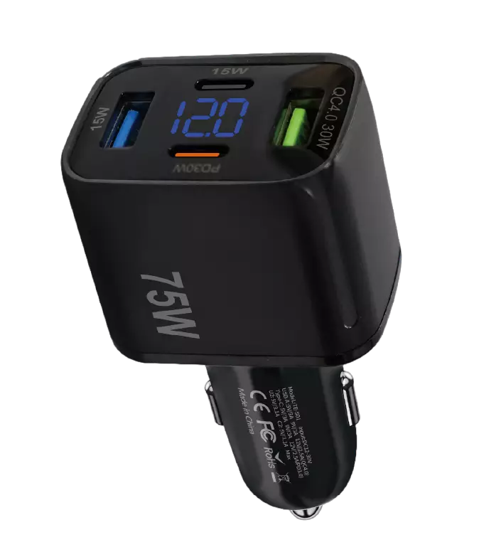 Mobia autolaturi 2 x USB-C + 2 x USB-A, Max 75W - Puhelintarvikkeet ja laturit - 6430076525116 - 1
