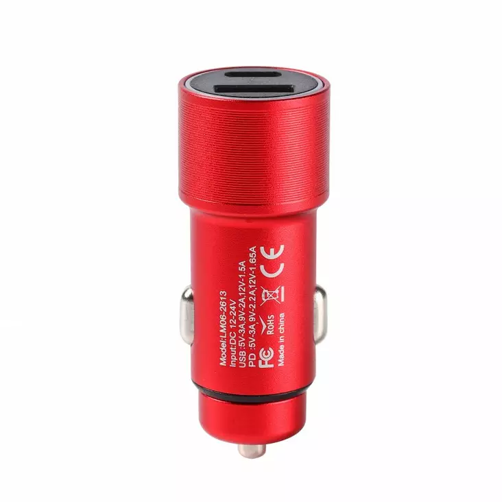 Mobia autolaturi type-c + usb, pd, qc3.0, punainen - Puhelintarvikkeet ja laturit - 6430076522016 - 1