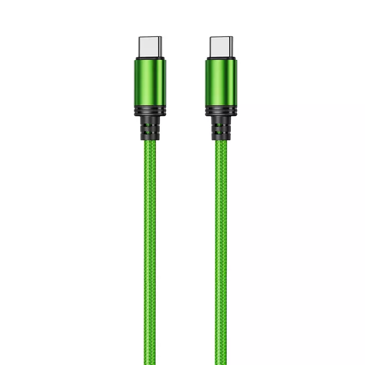 Punottu kaapeli USB-C -> USB-C, 30W, 480 Mbps, 2m, limevihreä - Puhelintarvikkeet ja laturit - 6430076525246 - 1