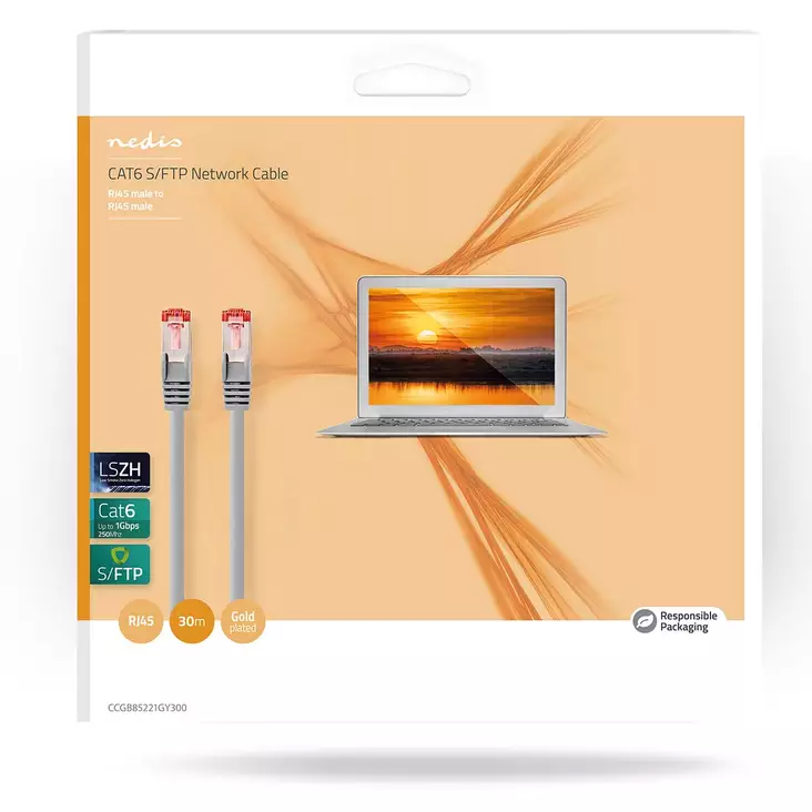 Nedis CAT6 verkkokaapeli 30m - Verkkokaapelit - 5412810416516 - 1