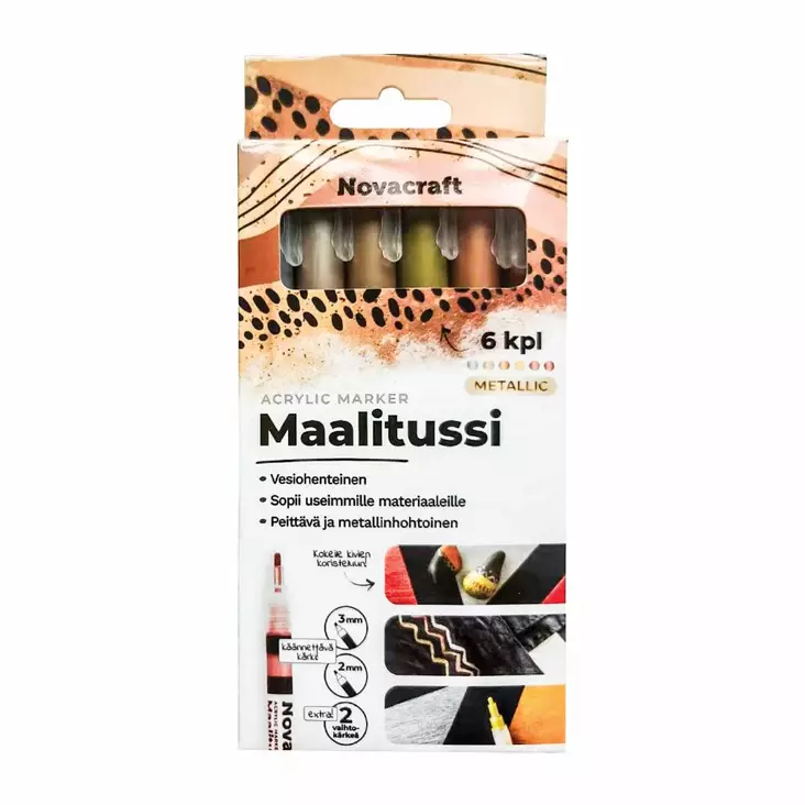 Novacraft Maalitussi Metallic 6 kpl - Tussit, kuitukynät ja korostuskynät - 6429810234766 - 1