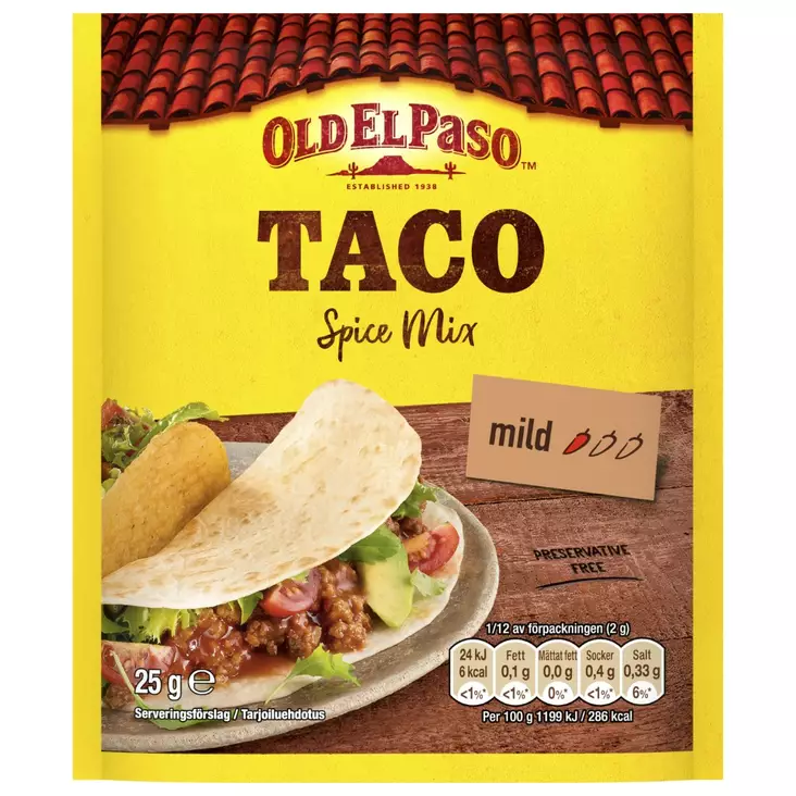 Old El Paso Taco mausteseos 25g - Texmex mausteet ja lisukkeet - 8410076491916 - 1