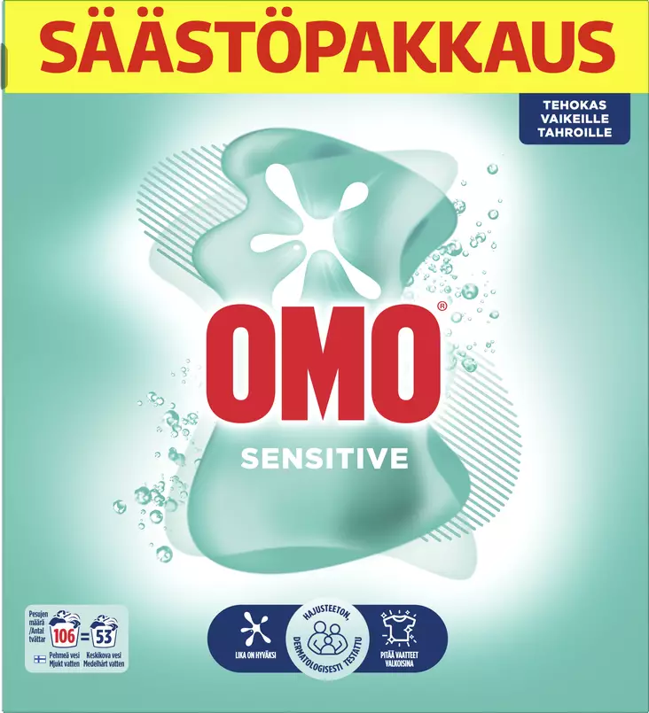 Omo pyykinpesujauhe sensitive 3,72kg - Pyykinpesu- ja huuhteluaineet - 8712561421546 - 1
