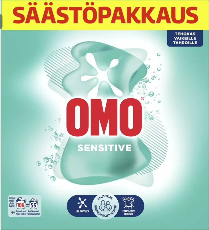 Omo pyykinpesujauhe sensitive 3,72kg - Pyykinpesu- ja huuhteluaineet - 8712561421546 - 1