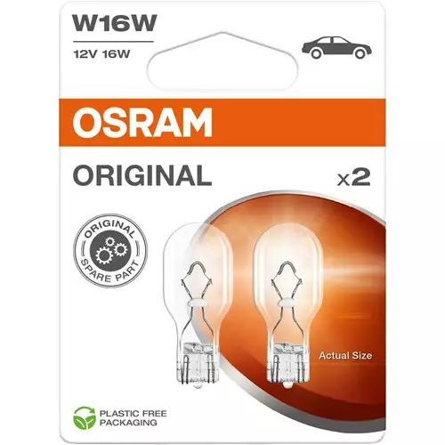 Osram W16W 16W lasikanta 2kpl - Halogen ajovalot ja polttimot - 4062172396486 - 1