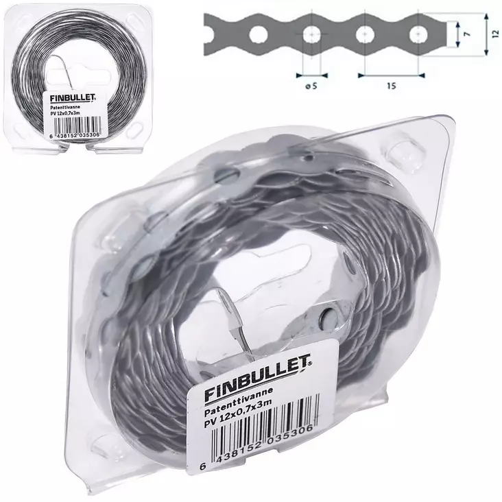 Patenttivanne 12 x 0,7 x 3m ø 5 mm - Muut kiinnitystarvikkeet ja lajitelmat - 6438152035306 - 1
