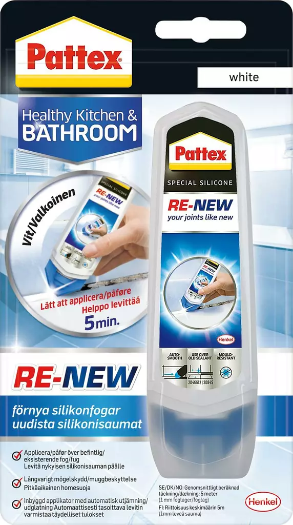Pattex re-new silikoehostaja valk.100ml - Silikonit ja akryylit - 4015000435536 - 1