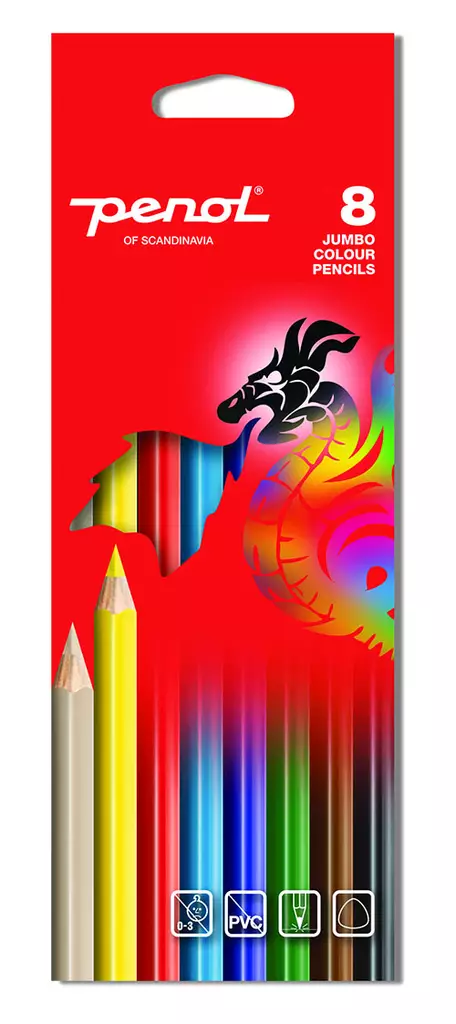 Penol Jumbo 8kpl värikynät - Puuvärikynät ja liidut - 5701113161156 - 1