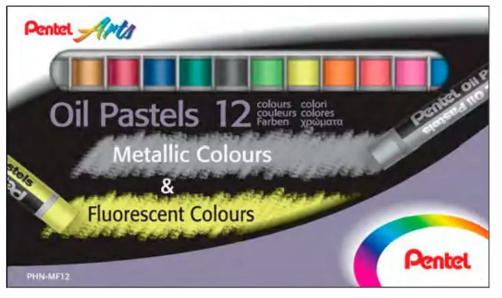 Pentel öljypastelliliitu, 12 väriä - Muut askartelutarvikkeet - 840010402506 - 1