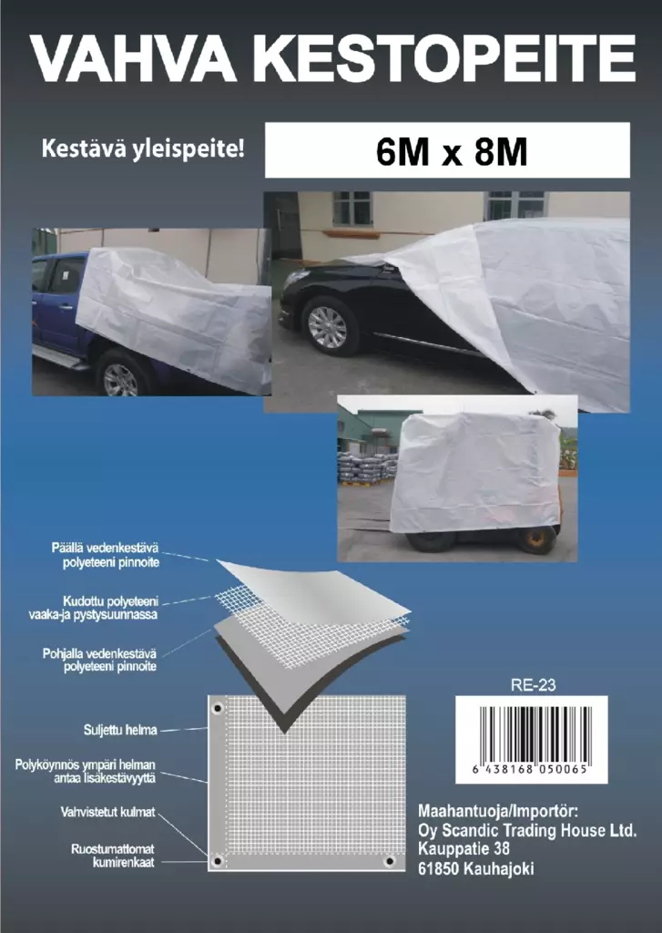Pressu vahva kestopeite,6x8m, 200gr/m2 - Suojapeitteet ja pressut - 6438168050096 - 1