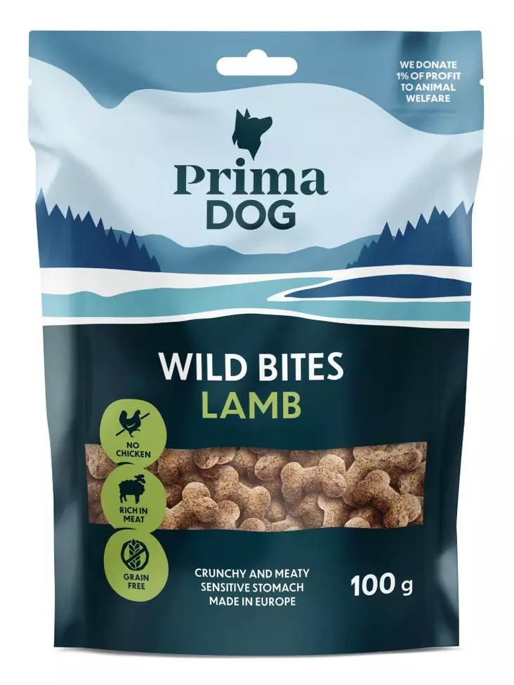 PrimaDog Wild Bites rapea 100g lammas & tyrni - Koiran herkut - 6430069583666 - 1