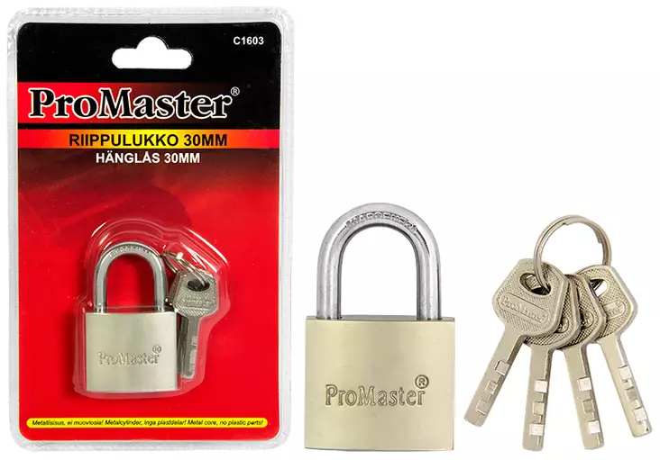 Riippulukko 30mm - Lukot,lukitus ja nivelsalvat - 6420286816036 - 1