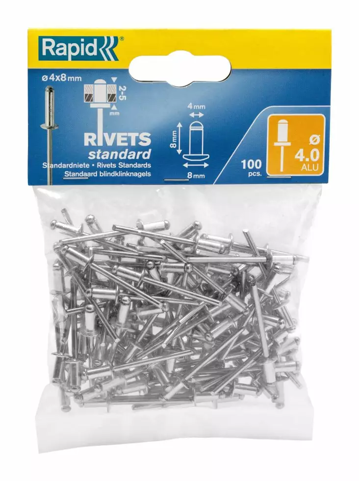 Rapid vetoniitti 4.0X8MM 100KPL/PSS ALUM - Niitit ja hakaset - 4051661013386 - 1