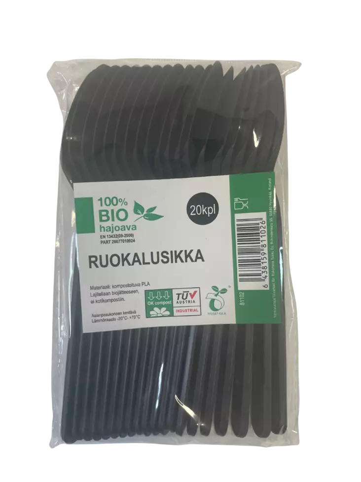 Ruokahaarukka Bio 20kpl/pss musta - Kertakäyttöaterimet - 6438159811026 - 1