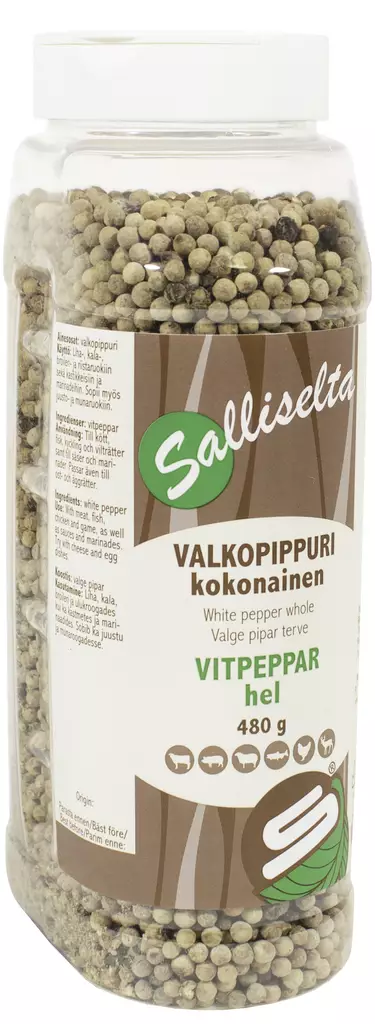 Sallinen kokonainen valkopippuri 480g - Mausteet - 6436501005376 - 1