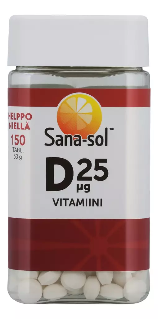 Sana-sol d-vitamiini 25 150kpl - Vitamiinit ja mineraalit - 5702071381266 - 1