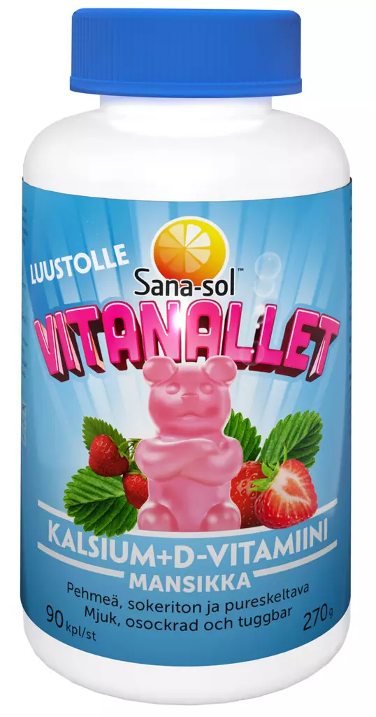 Sana-sol Vitanallet kalsium + D-vitamiin - Vitamiinit ja mineraalit - 7070866032616 - 1